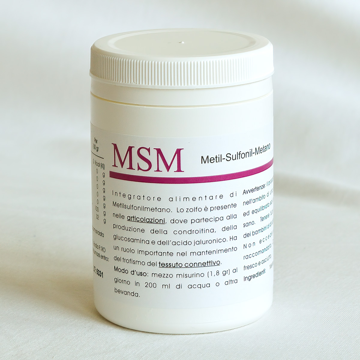 MSM – Metil-Sulfonil-Metano – puro – alta biodisponibilità – polvere 150 gr  – Livi Naturals